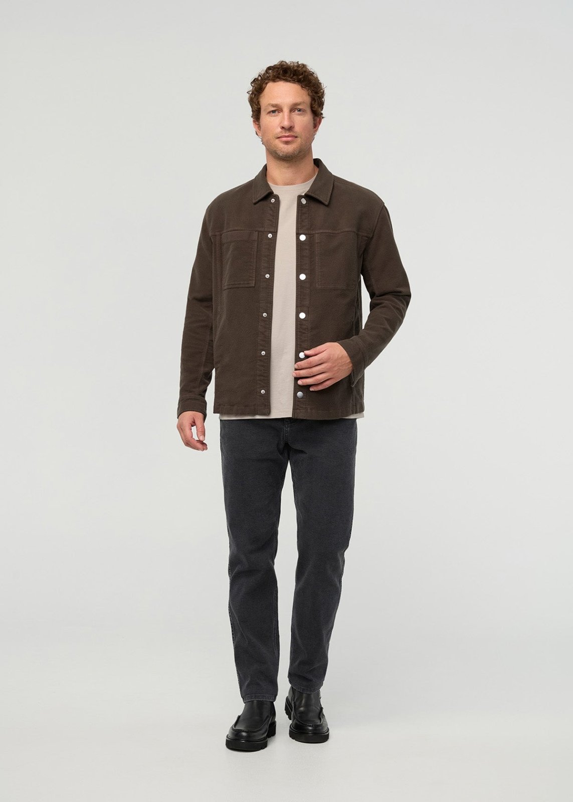 moleskin jacket in brown full body