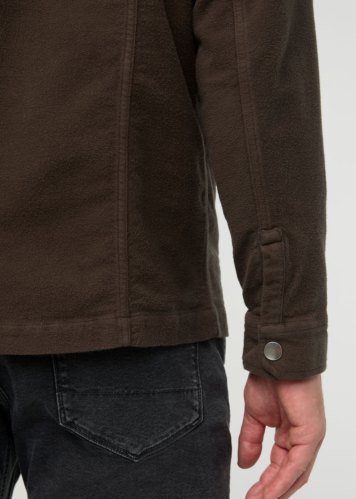 moleskin jacket in brown back sleeve detail