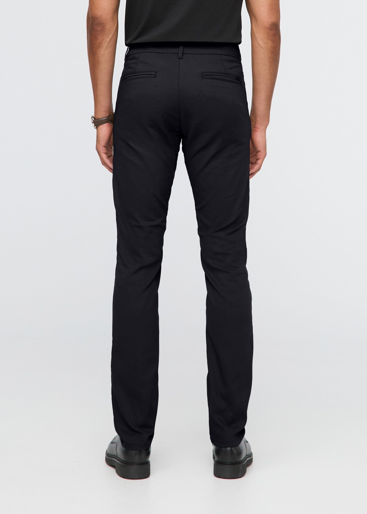 Men's Black Slim Straight Fit Stretch Trouser back