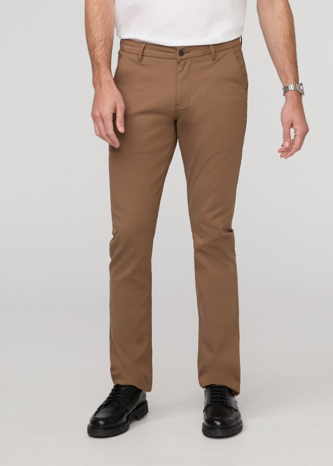 men's brown slim straight trouser front