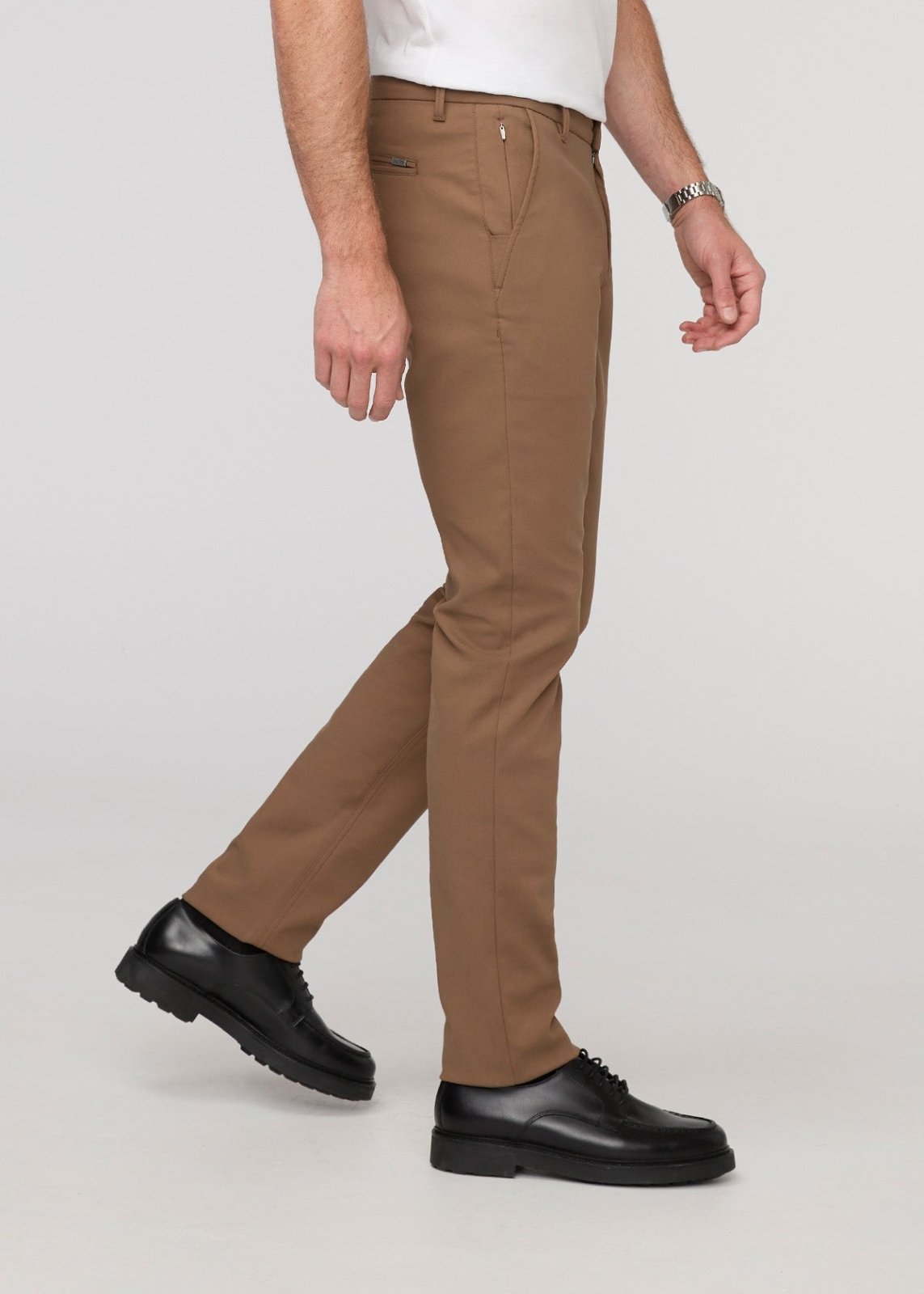 men's brown slim straight trouser side