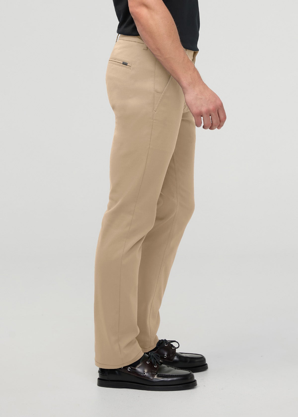 Men's Desert Khaki Slim Straight Fit Stretch Trouser side