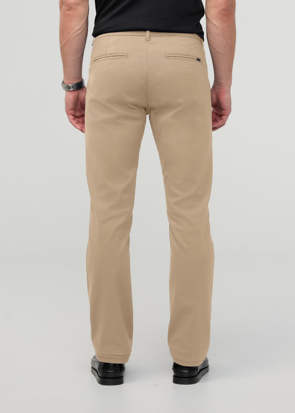 Men's Desert Khaki Slim Straight Fit Stretch Trouser back 