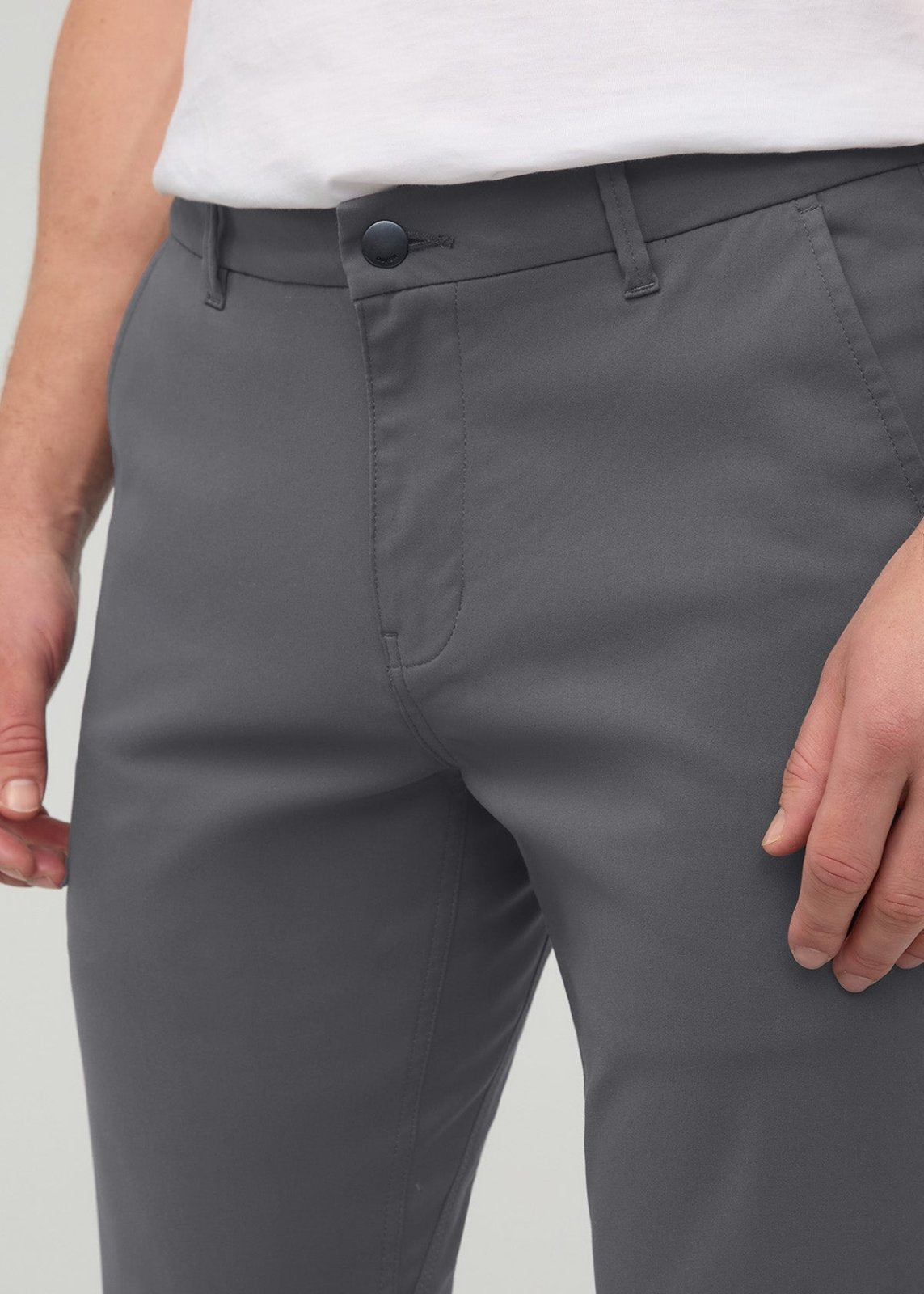 Men's River Rock Slim Straight Fit Stretch Trouser front zipper detail
