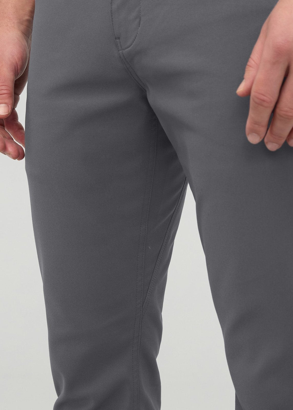 Men's River Rock Slim Straight Fit Stretch Trouser front gusset detail