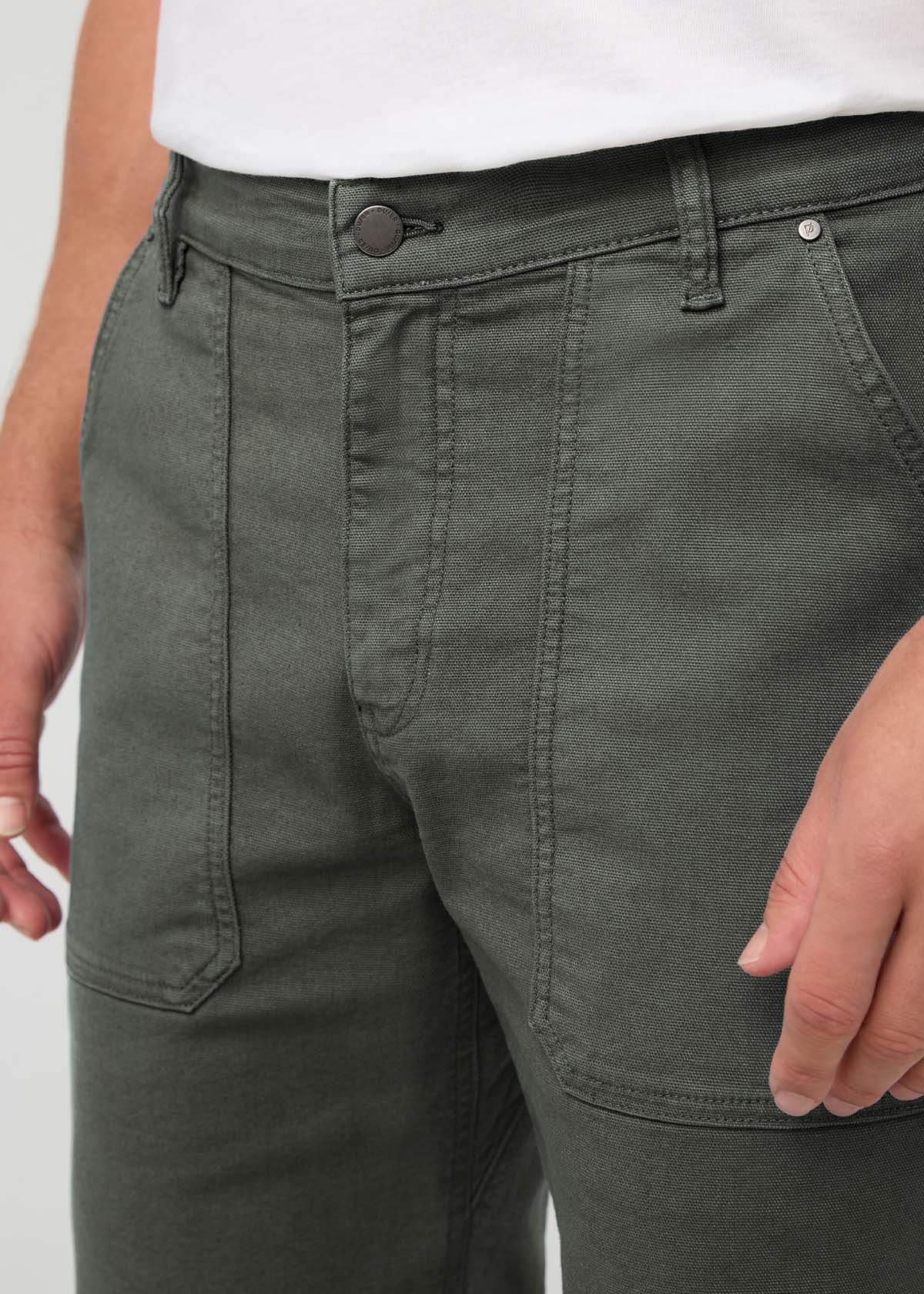 Men's Thyme Stretch Canvas Utility Pant front zipper detail