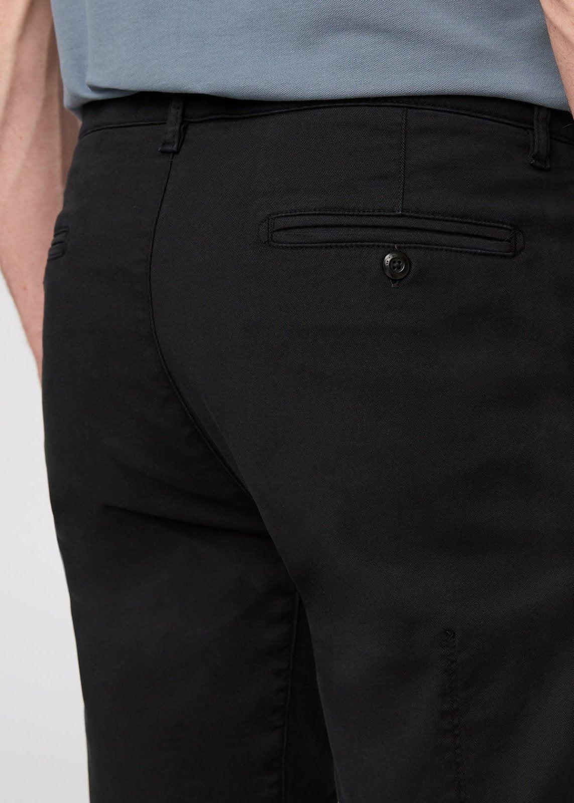 Men's Black Lightweight Shorts Slim Fit back detail