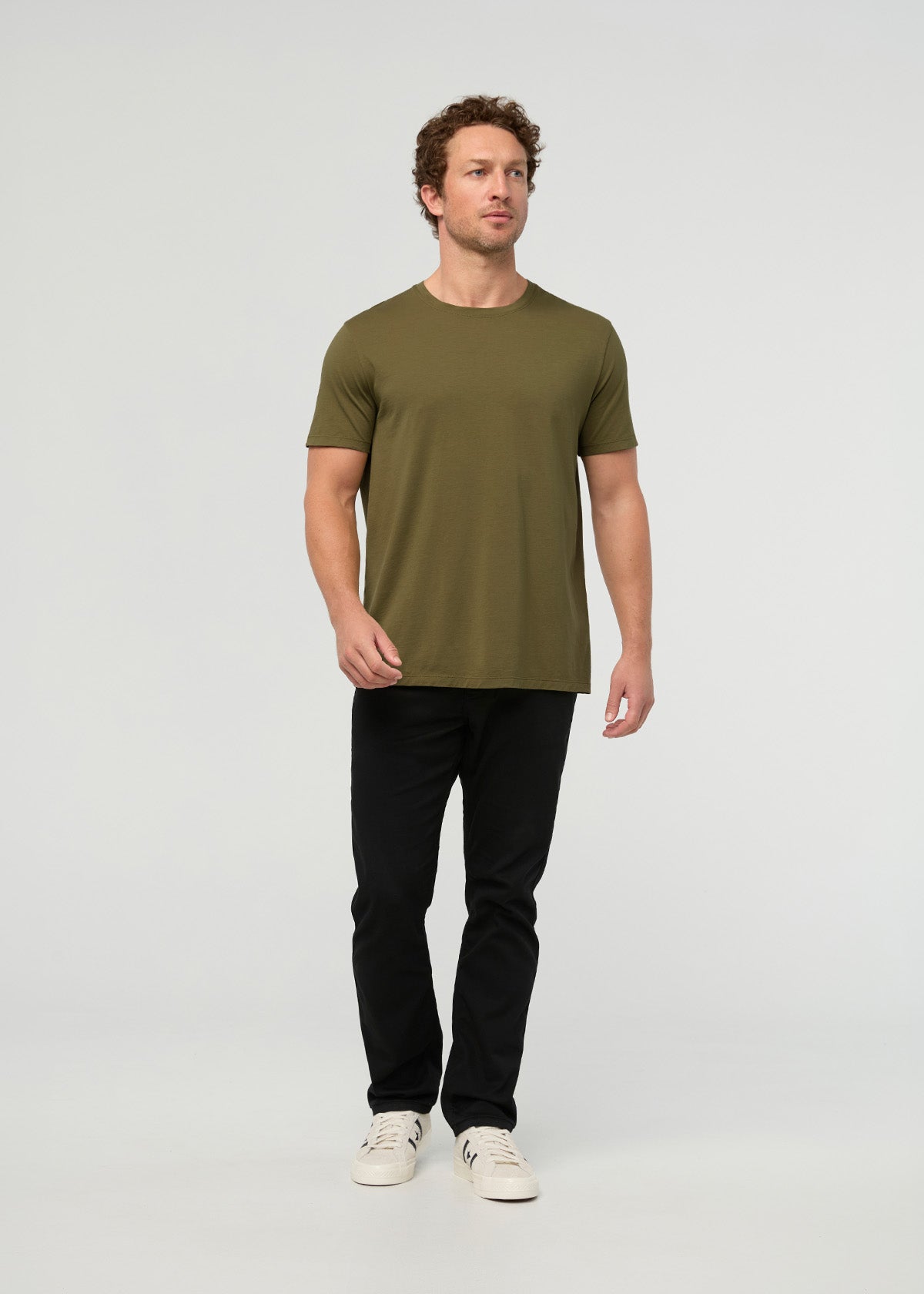 Men's 100% Pima Cotton Olive T-Shirt front full body