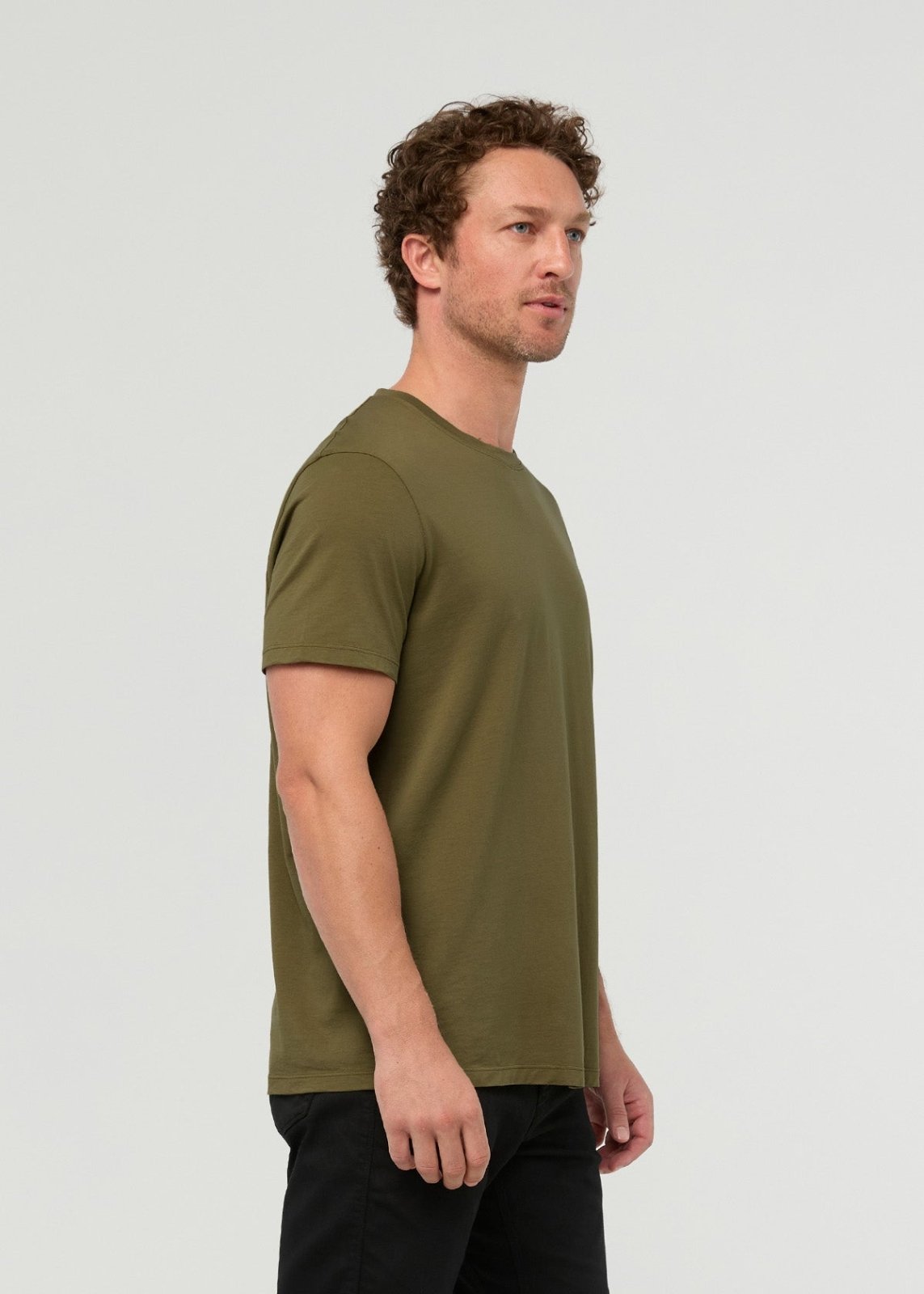 Men's 100% Pima Cotton Olive T-Shirt side