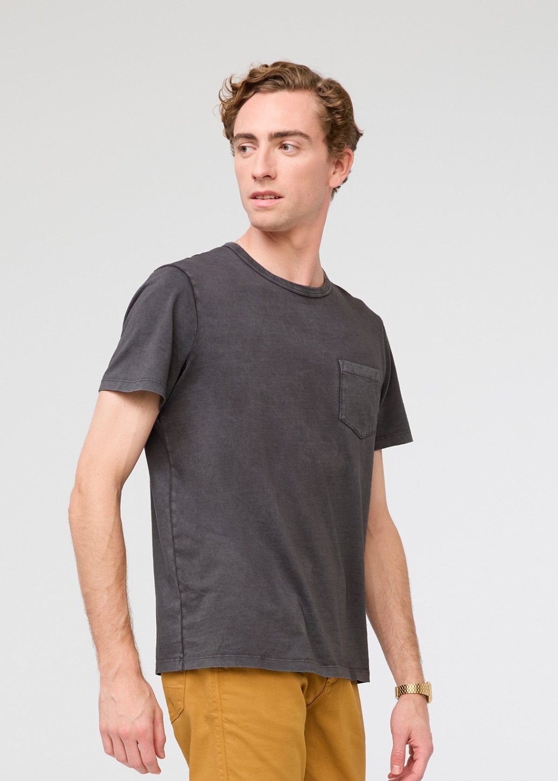 mens pima cotton vintage style grey t-shirt side