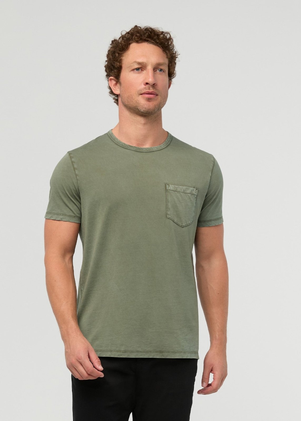 Men's Pima Cotton Style Washed Kelp Pocket T-Shirt front