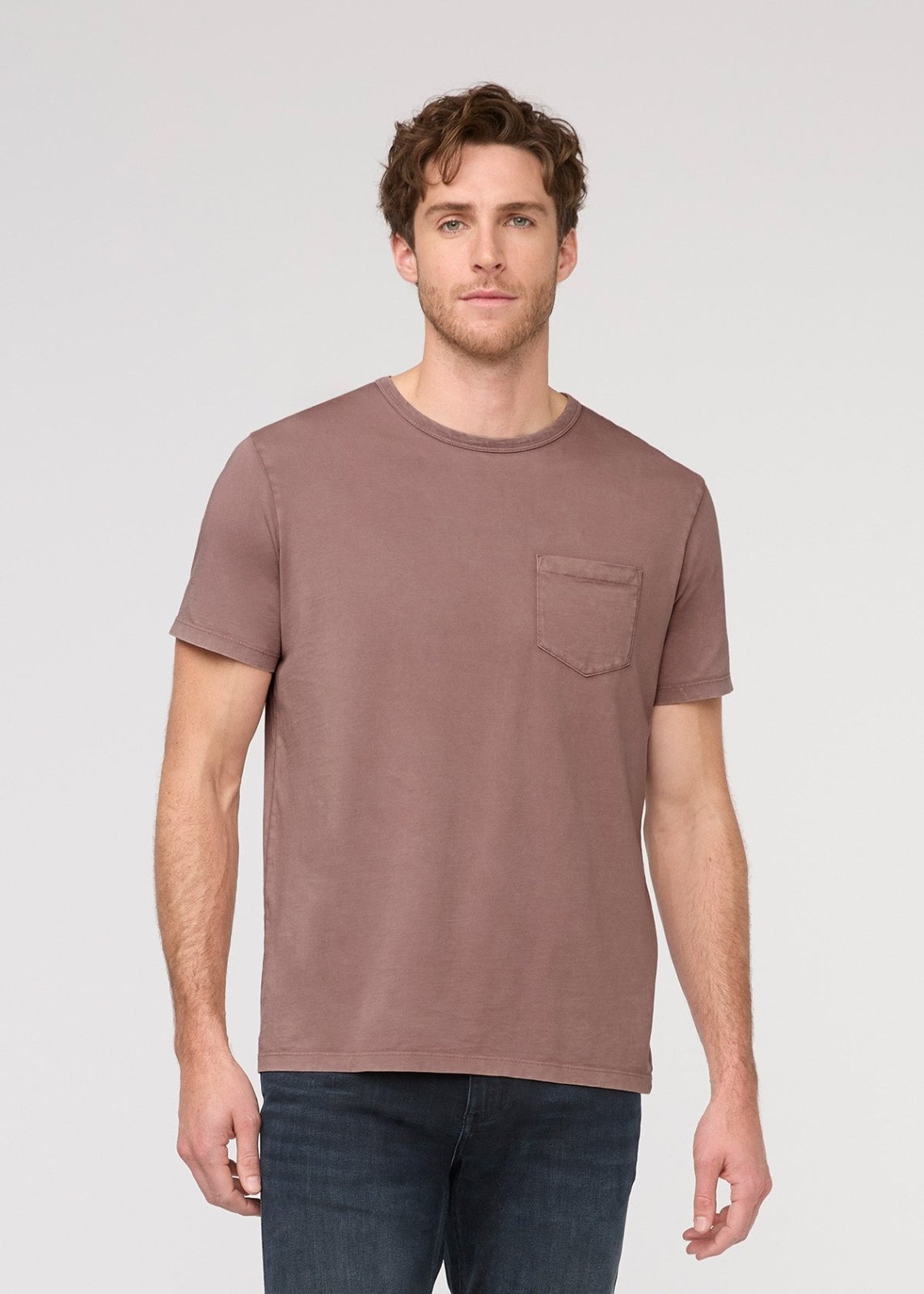 Men's Pima Cotton Vintage Style Mauve T-Shirt Front