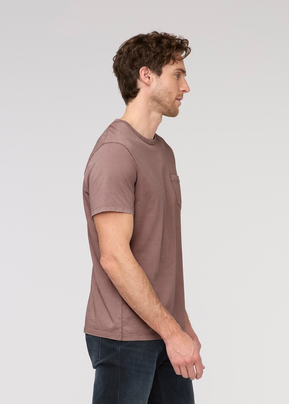 Men's Pima Cotton Vintage Style Mauve T-Shirt Side