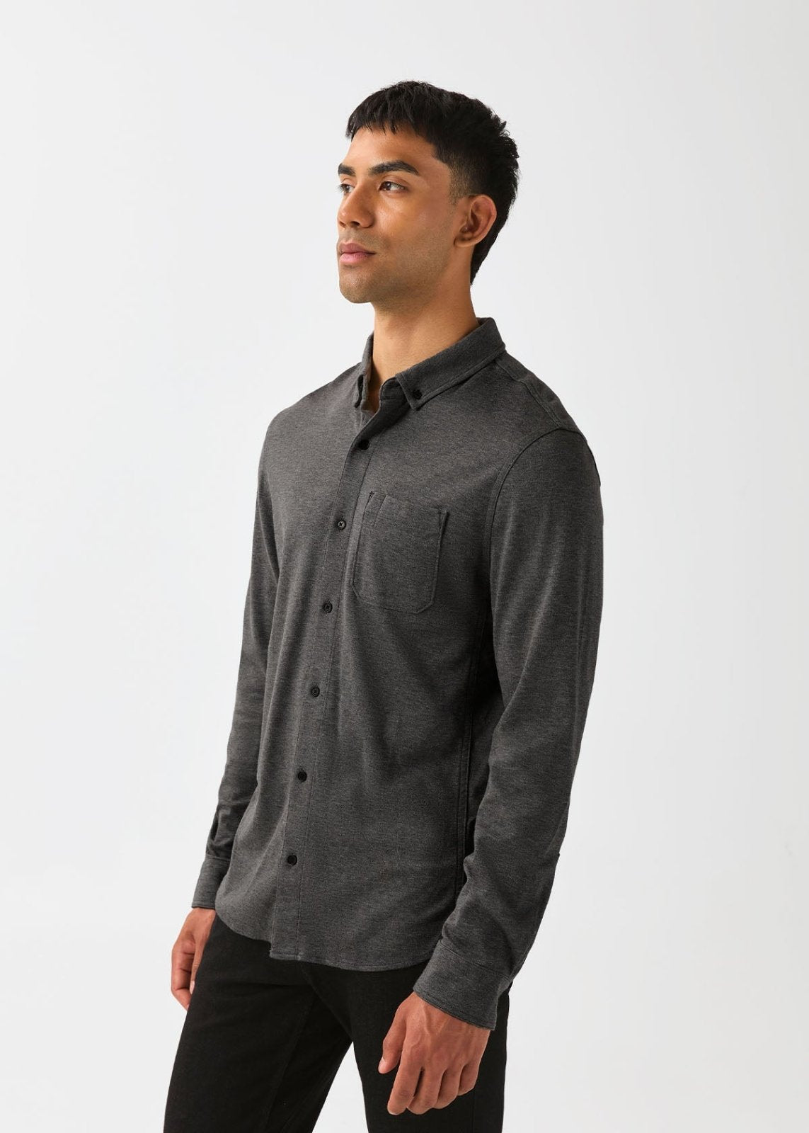 mens-performance-flannel-lite-one-pocket-shirt-heather-black side