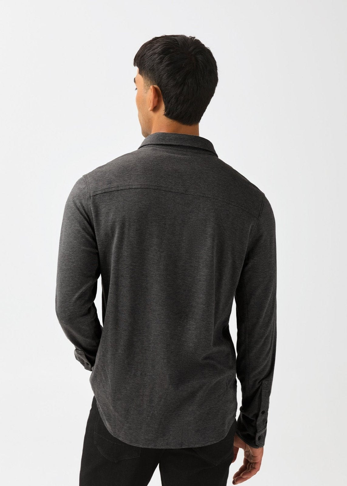 mens-performance-flannel-lite-one-pocket-shirt-heather-black back