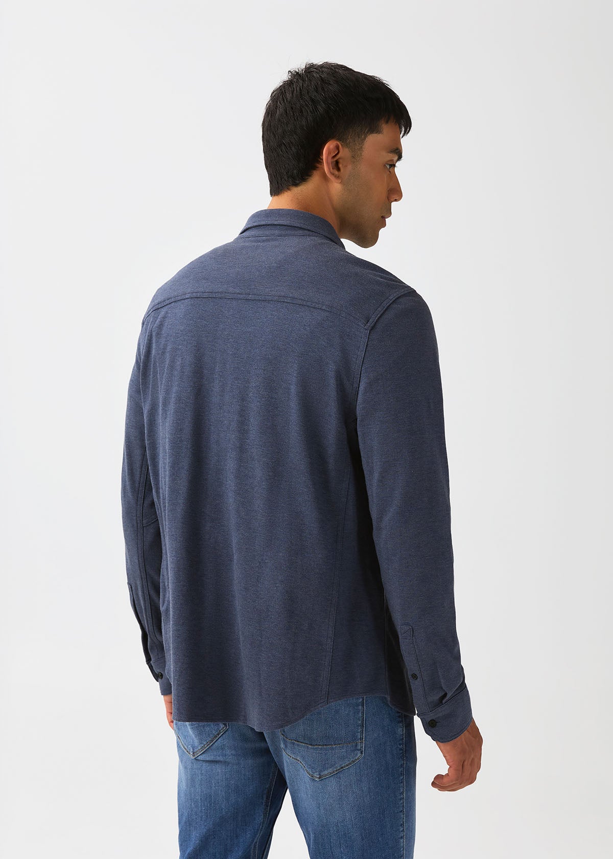 mens-performance-flannel-lite-one-pocket-shirt-heather-navy back