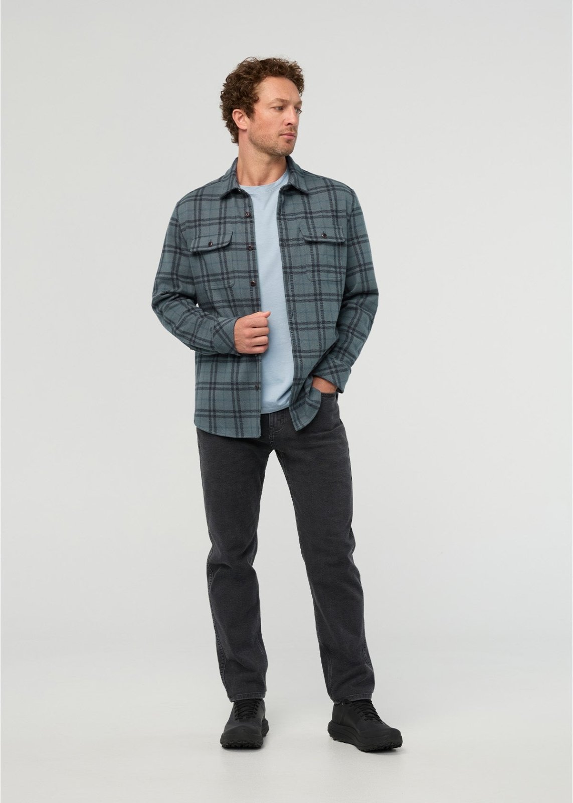 Performance Flannel Overshirt - Marine Plaid
