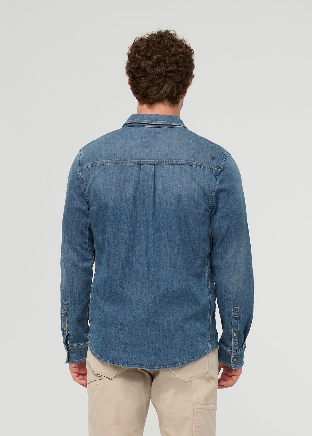 Men's Vintage Stone Wash Denim Lite Two-Pocket Shirt back
