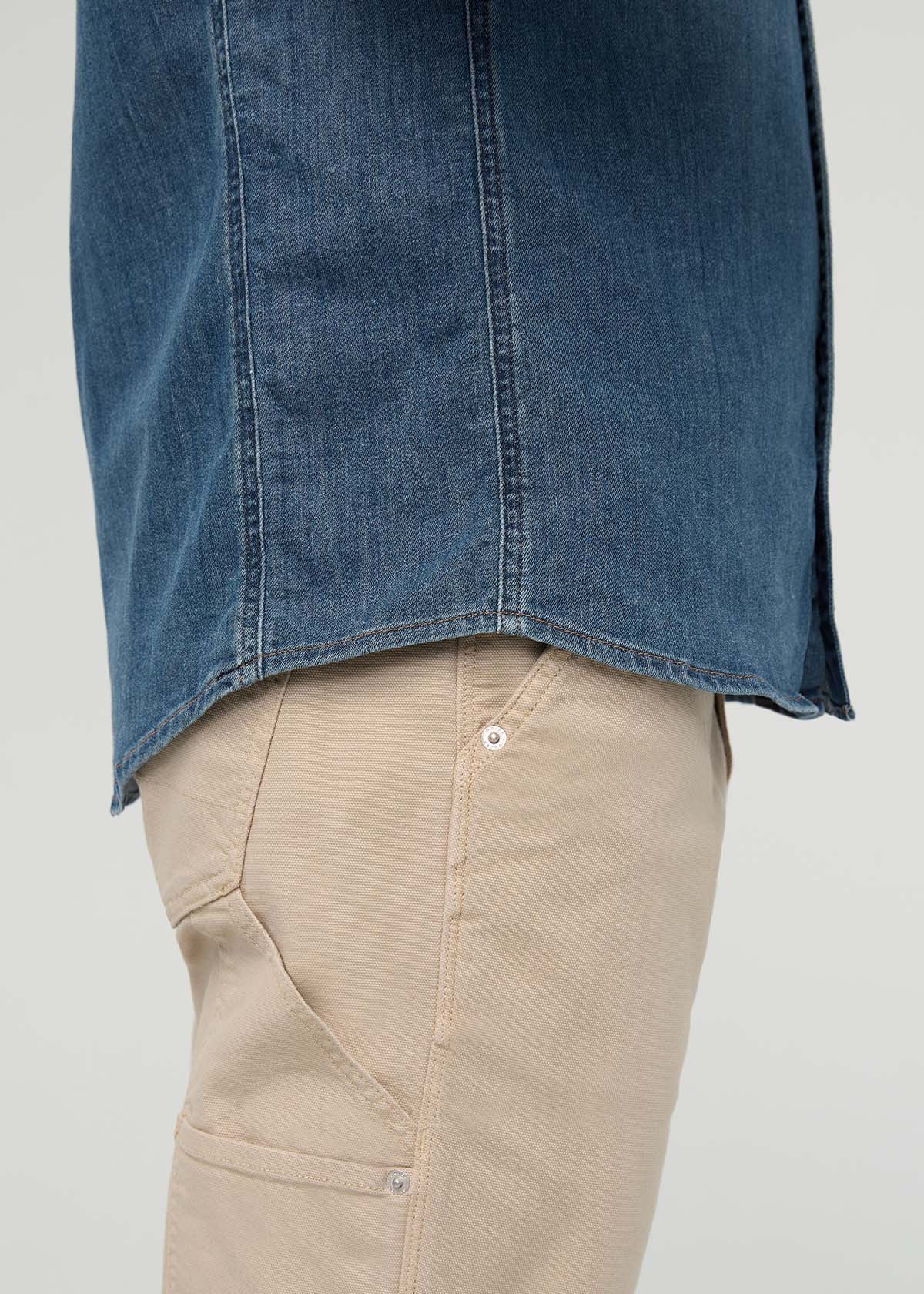 Men's Vintage Stone Wash Denim Lite Two-Pocket Shirt side detail