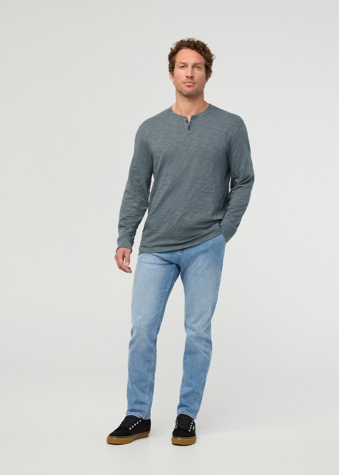 mens-midweight-slub-jersey-long-sleeve-henley-slate-blue front full body
