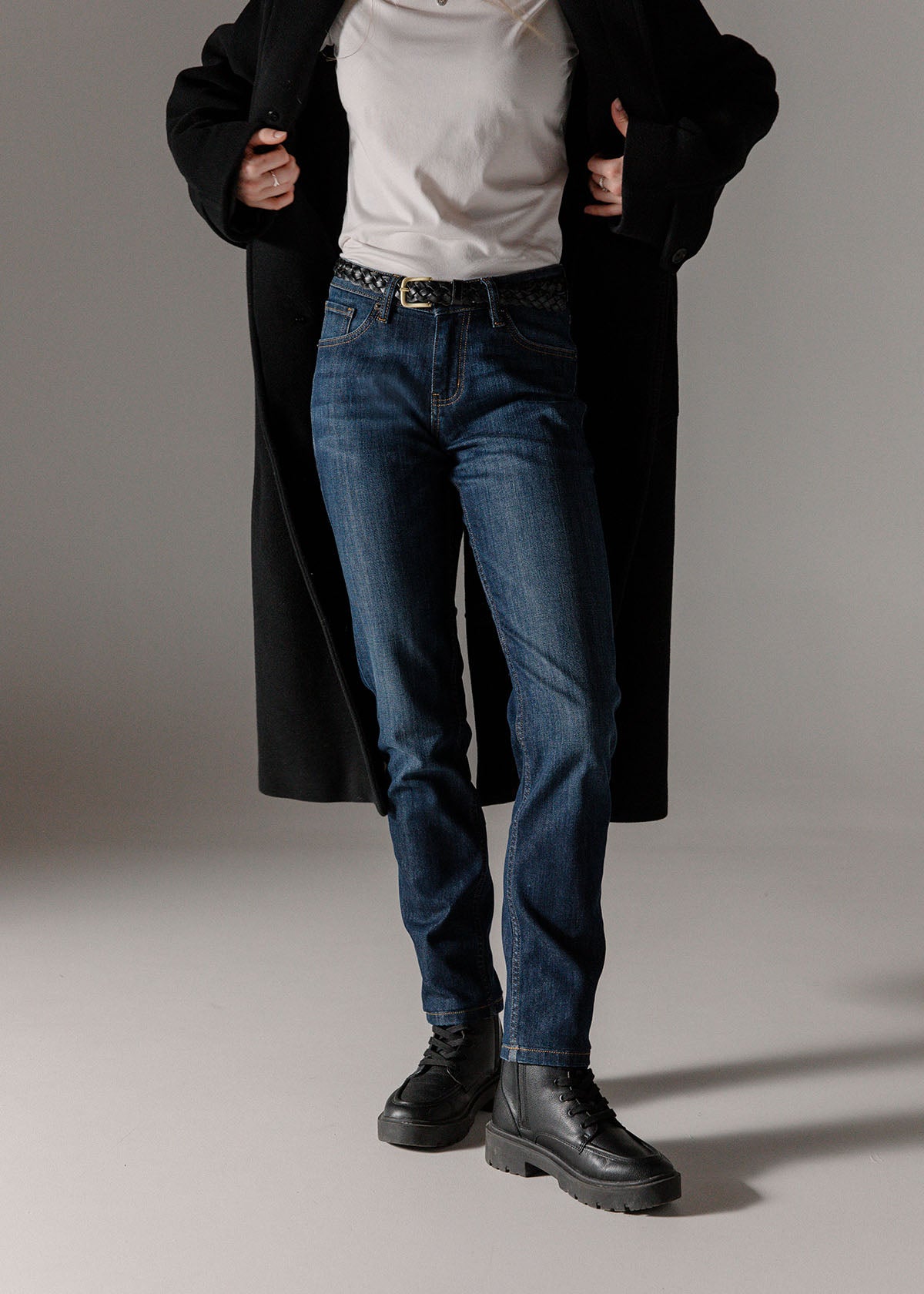 Performance Denim Mid Rise Slim Taper - Marina Blue