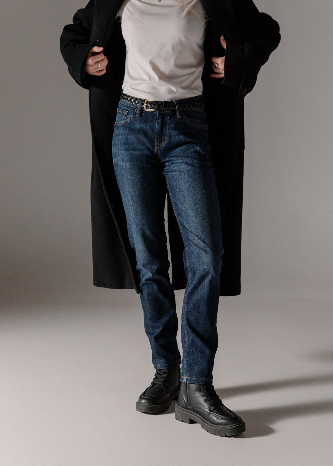 Performance Denim Mid Rise Slim Taper - Marina Blue
