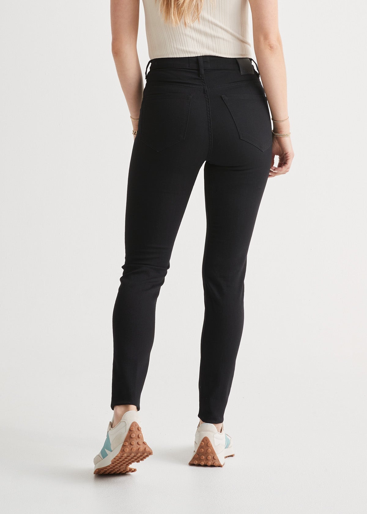 womens high rise stretch denim black skinny back