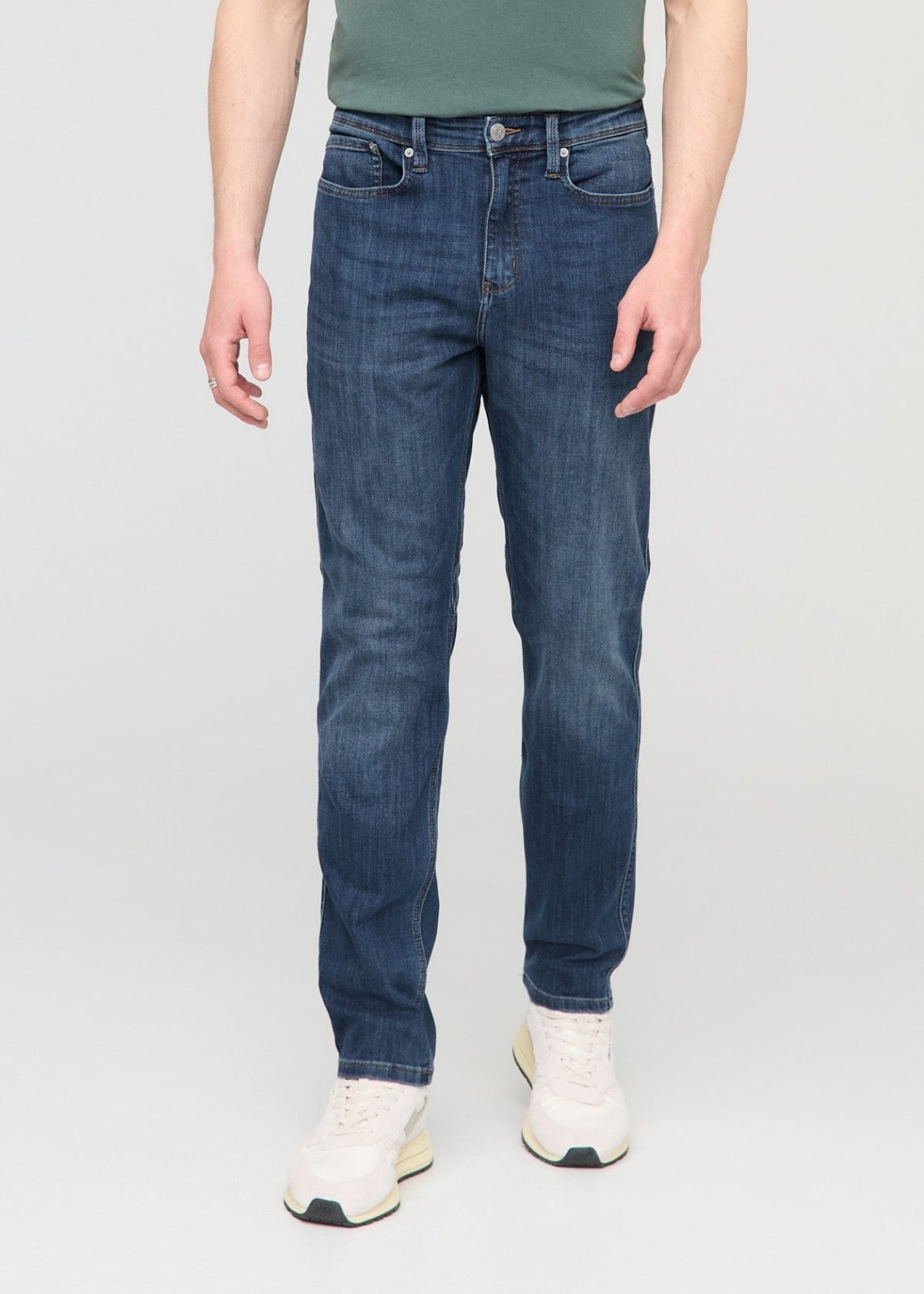 mens blue athletic straight fit stretch jeans front