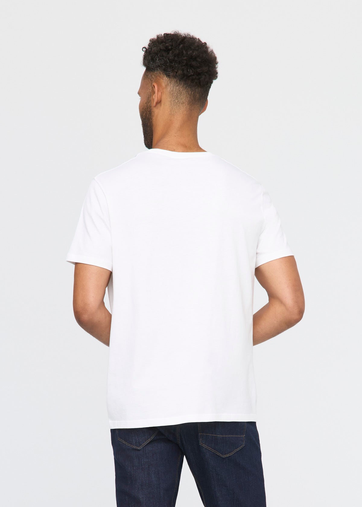mens 100% Pima cotton white t-shirt back