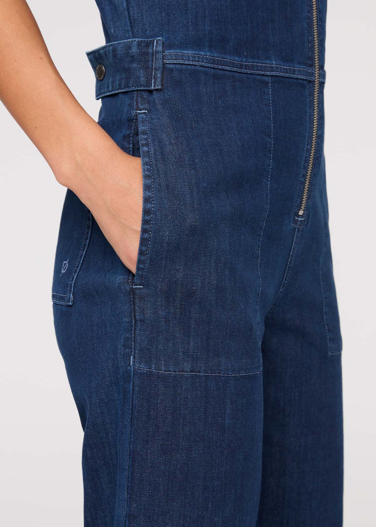 womens dark stone short sleeve jumpsuit side pocket