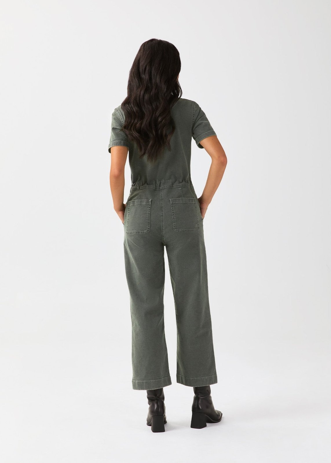womens-stretch-canvas-girlfriend-jumpsuit-thyme back full body