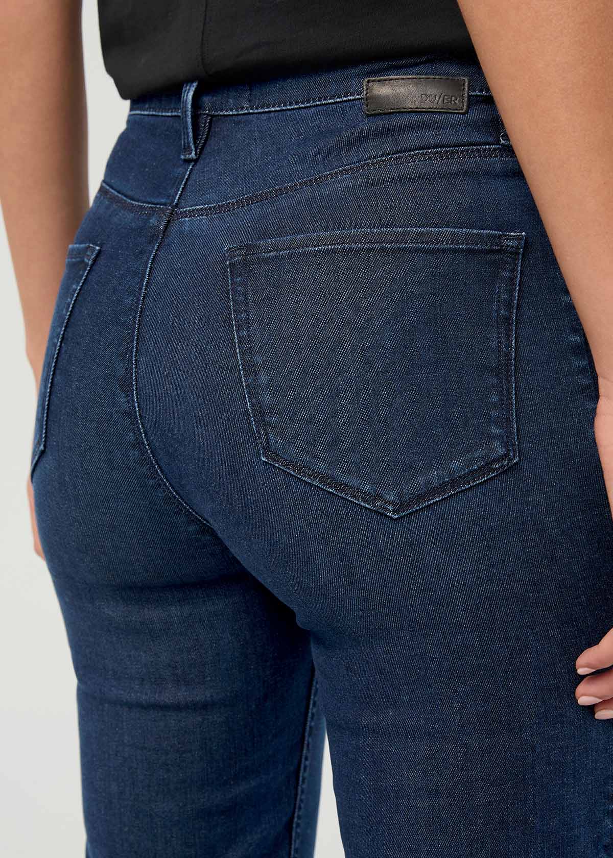 Women's Performance Denim Modern Indigo Slim Straight Jeans back pocket detail
