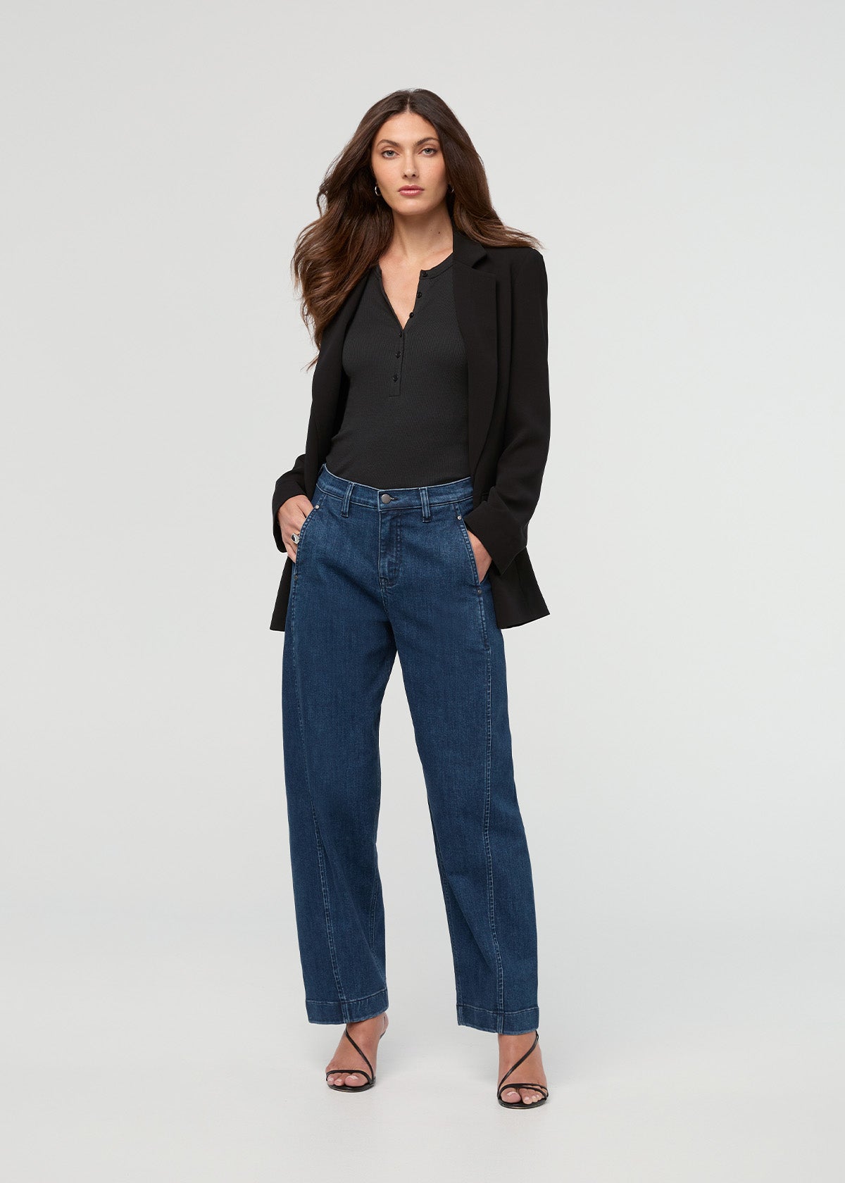 Performance Denim+ Taille haute Barrel - Dark Stone