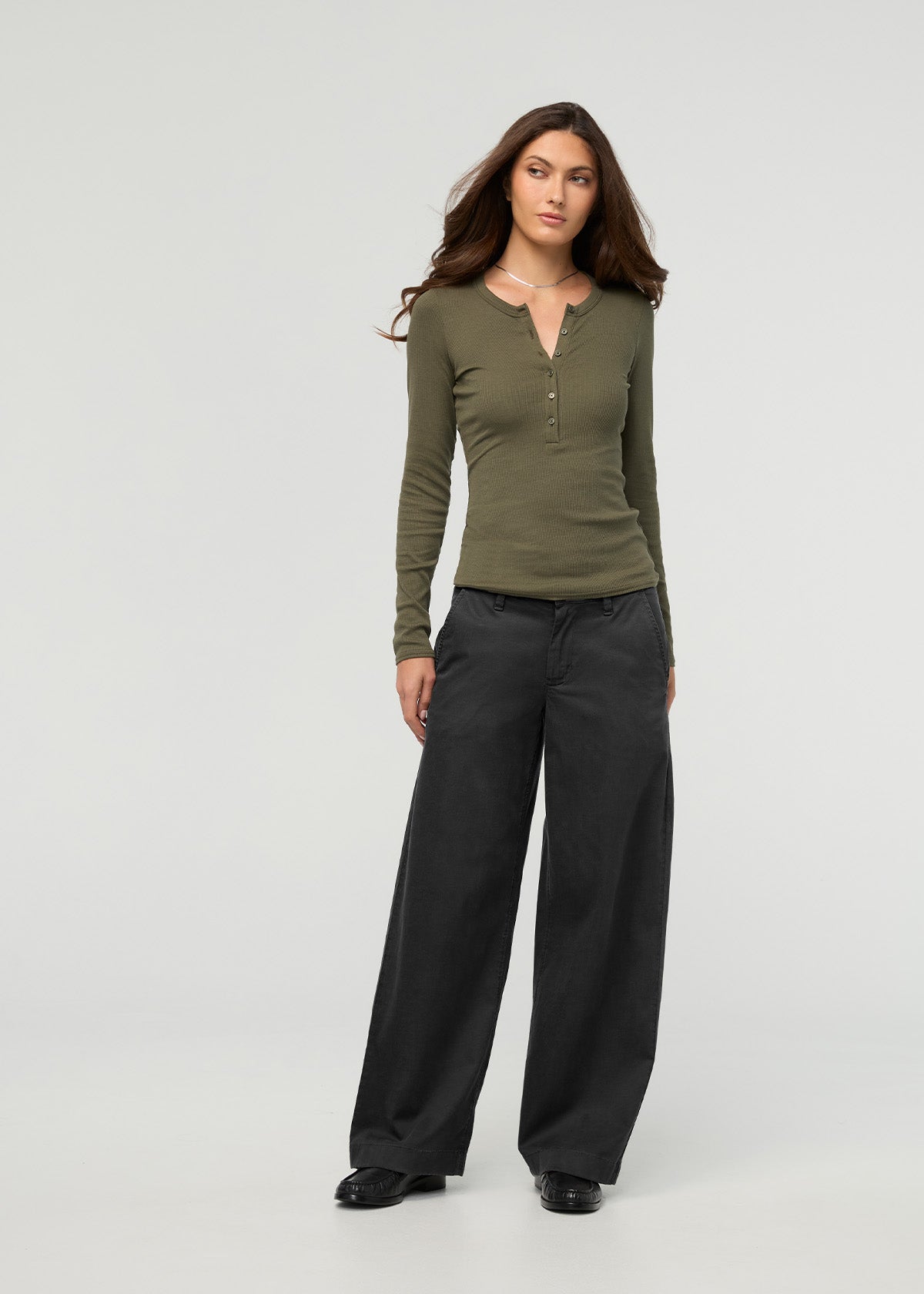 Women's Black Deluxe Twill Trouser front full body
