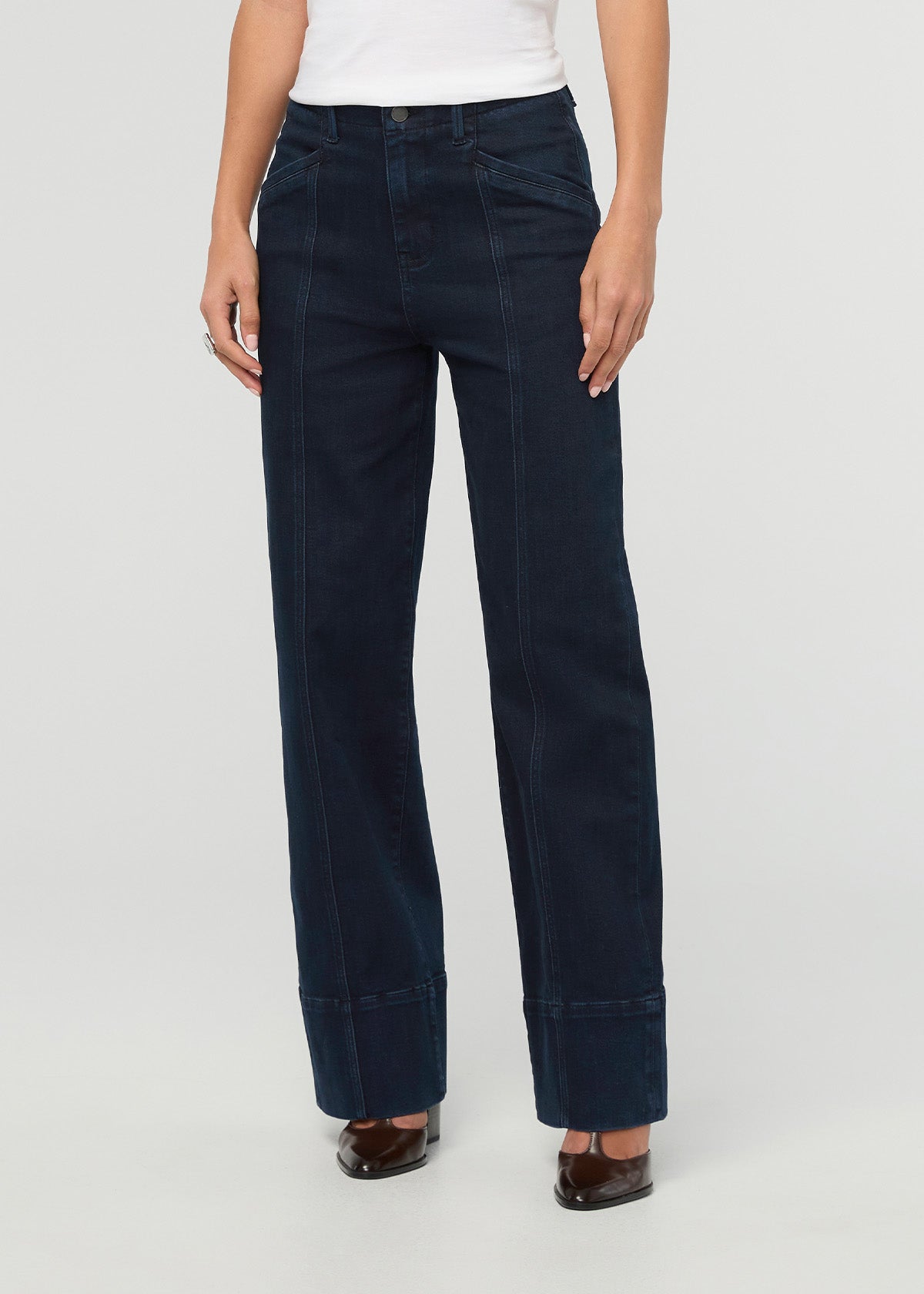 performance-denim-plus-high-rise-trouser-dark-rinse front