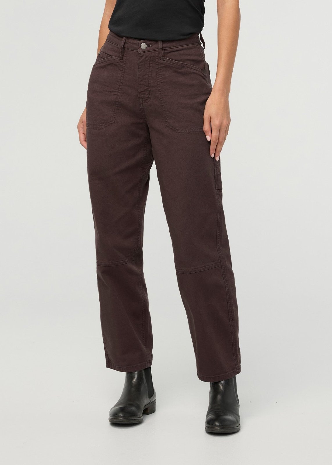 womens-stretch-canvas-utility-pant-garment-dye-espresso front