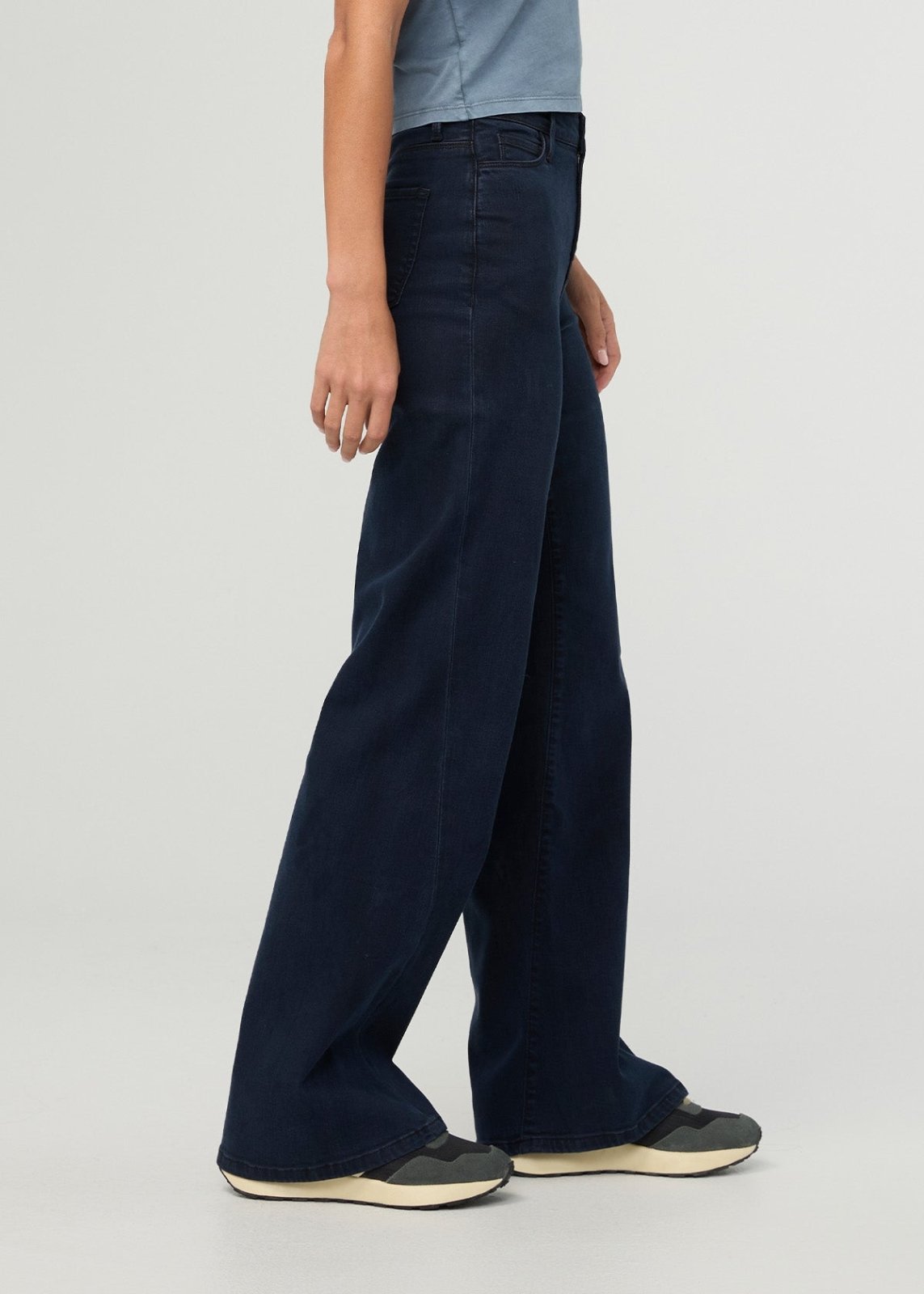 Women's No Sweat Denim High Rise Wide Leg Dusk side