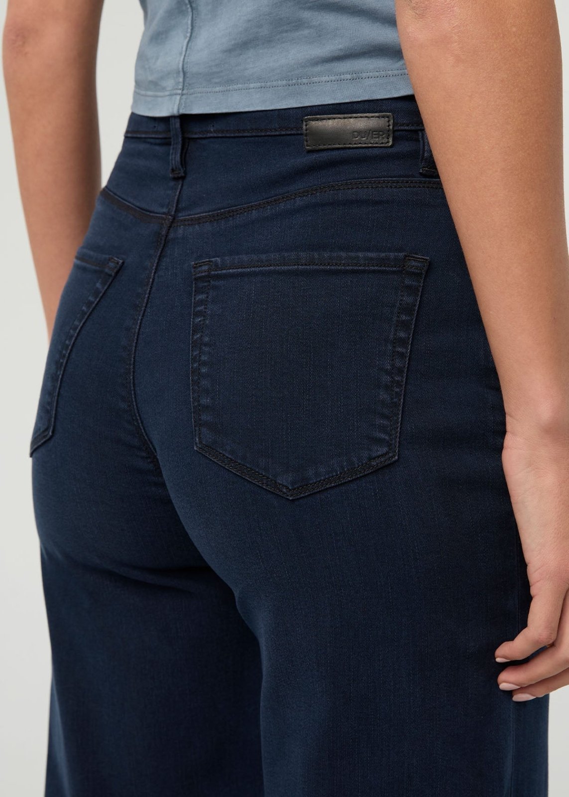 Women's No Sweat Denim High Rise Wide Leg Dusk back pocket detail