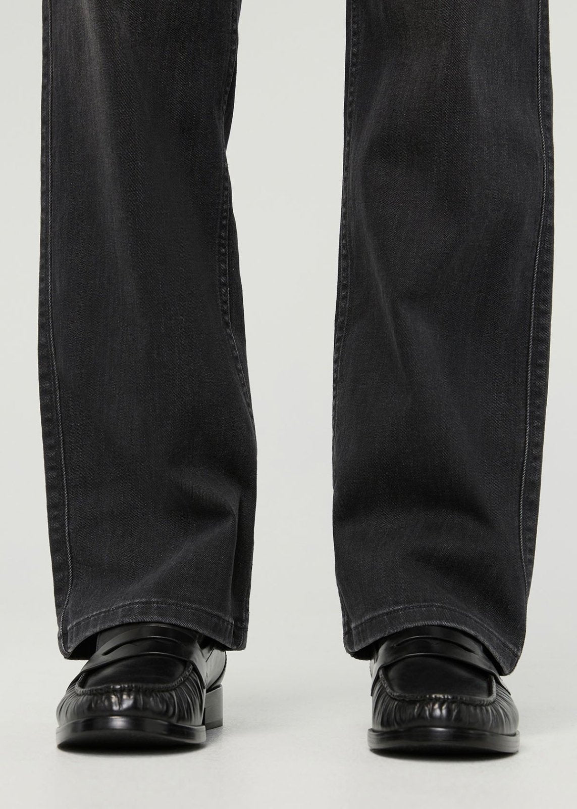 Jean stretch droit taille mi-haute pour femme, noir délavé, longueur cheville