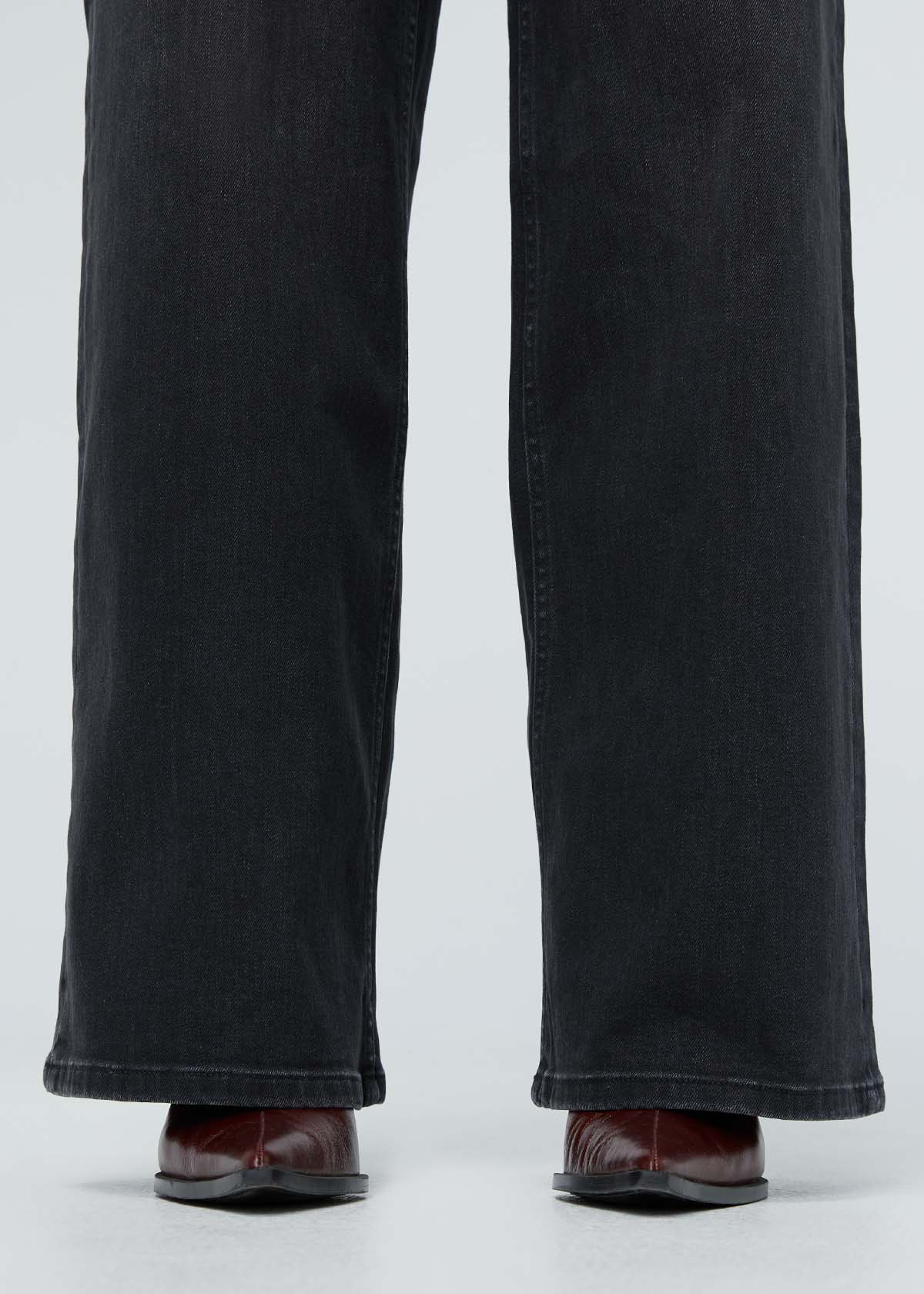 Pantalon en denim Performance+ à taille haute et coupe large - Noir délavé
