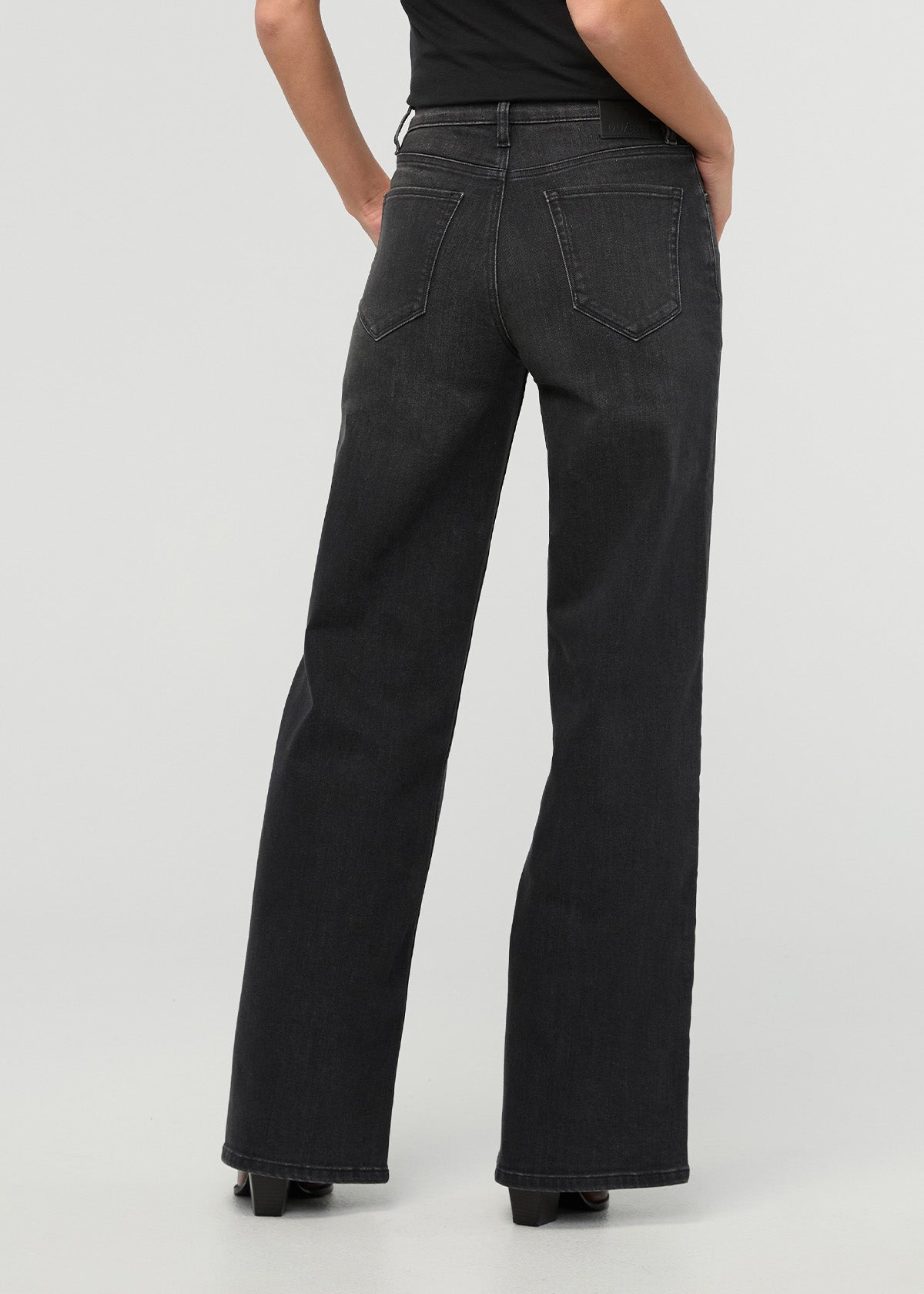 Pantalon en denim Performance+ à taille haute et coupe large - Noir délavé