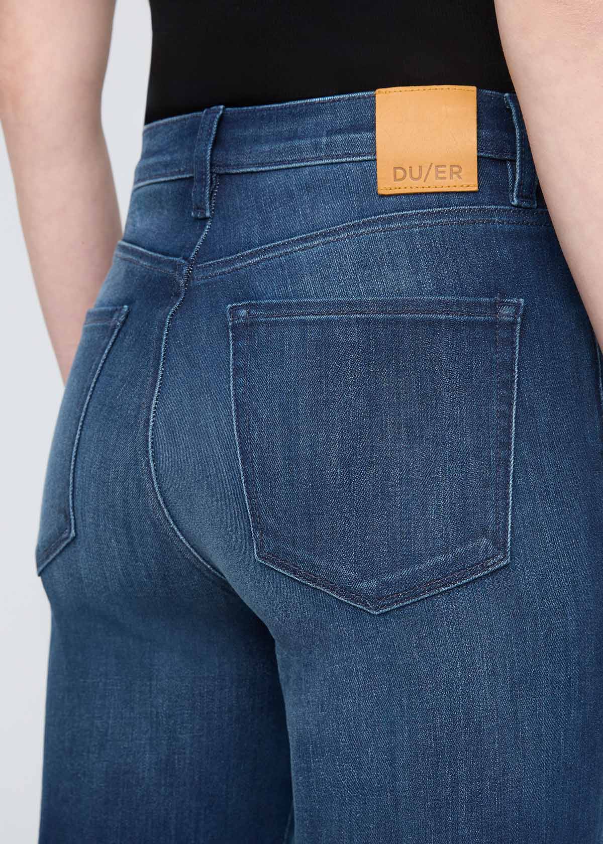 women's moonlight high rise straight jeans back waistband and patch detail