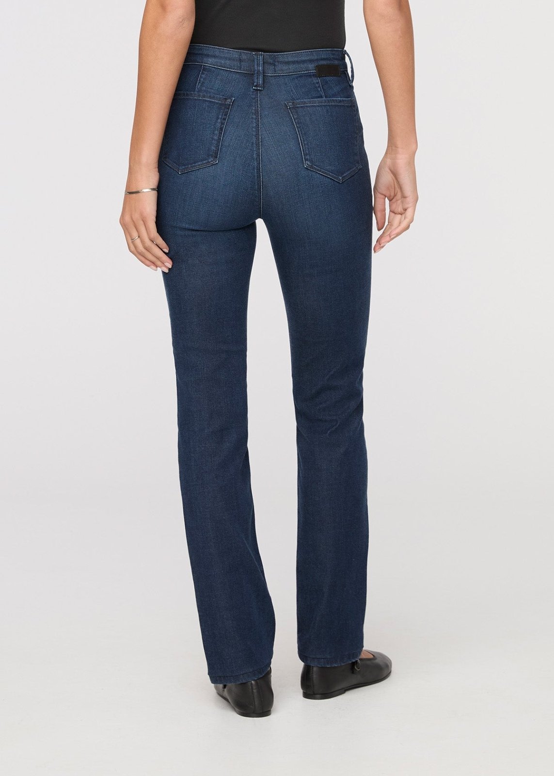 womens no sweat denim worn rinse slim straight jeans back