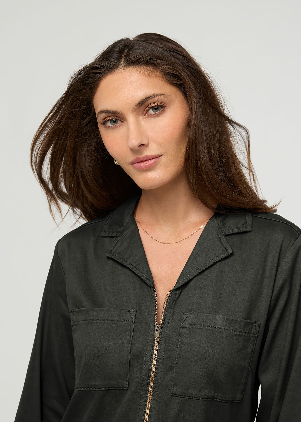 Deluxe Twill Long Sleeve Jumpsuit - Evergreen