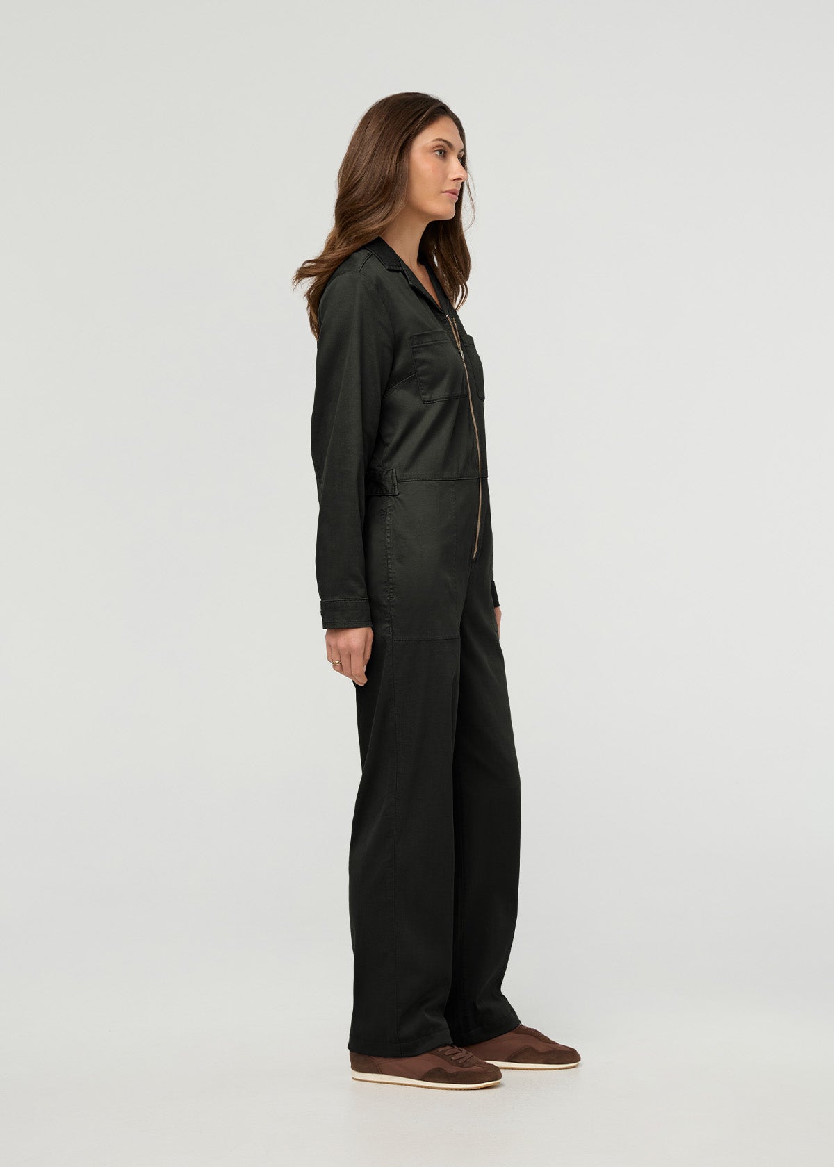 Deluxe Twill Long Sleeve Jumpsuit - Evergreen