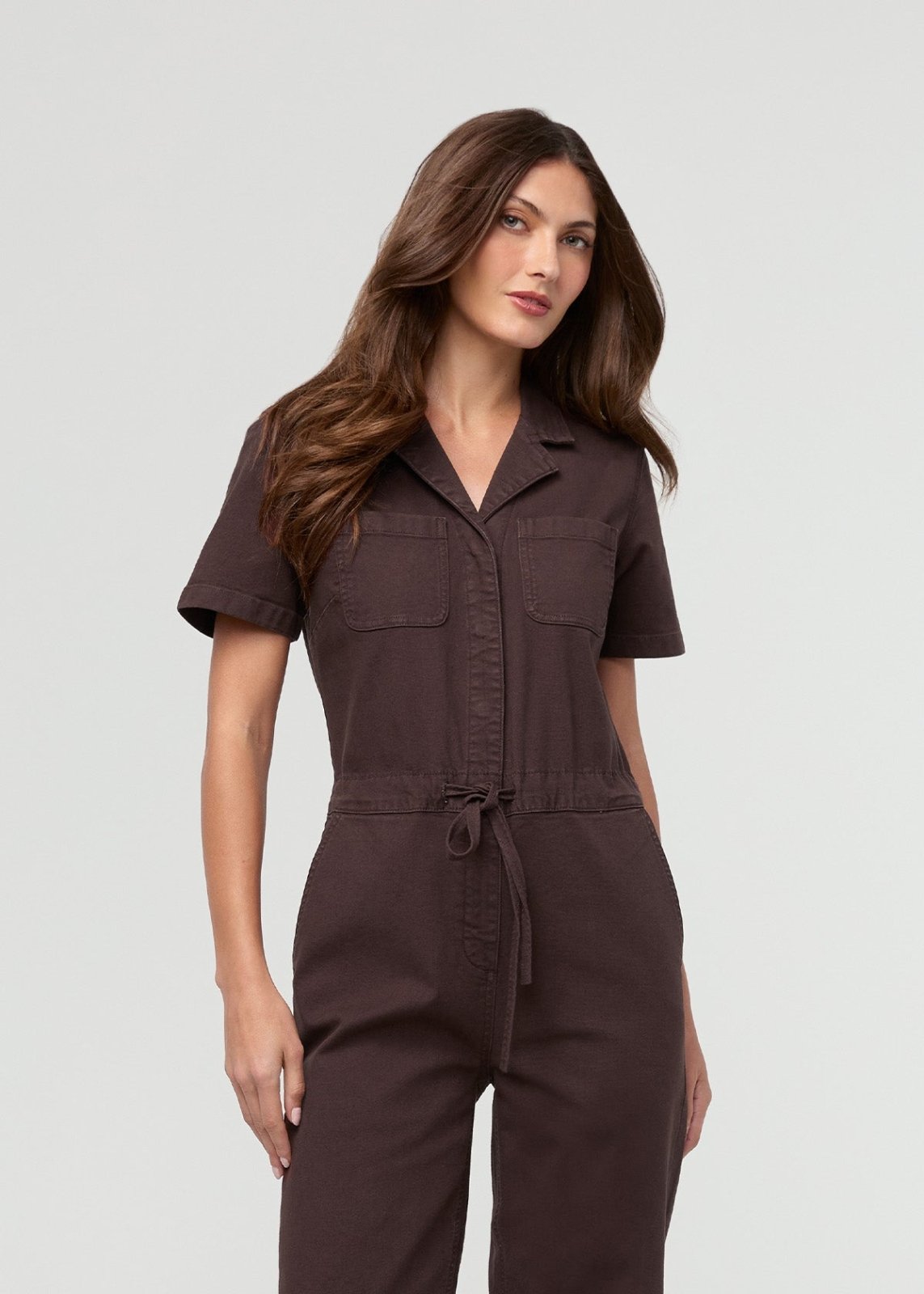 Combinaison « girlfriend » en toile extensible - Teinture en pièce : devant couleur espresso