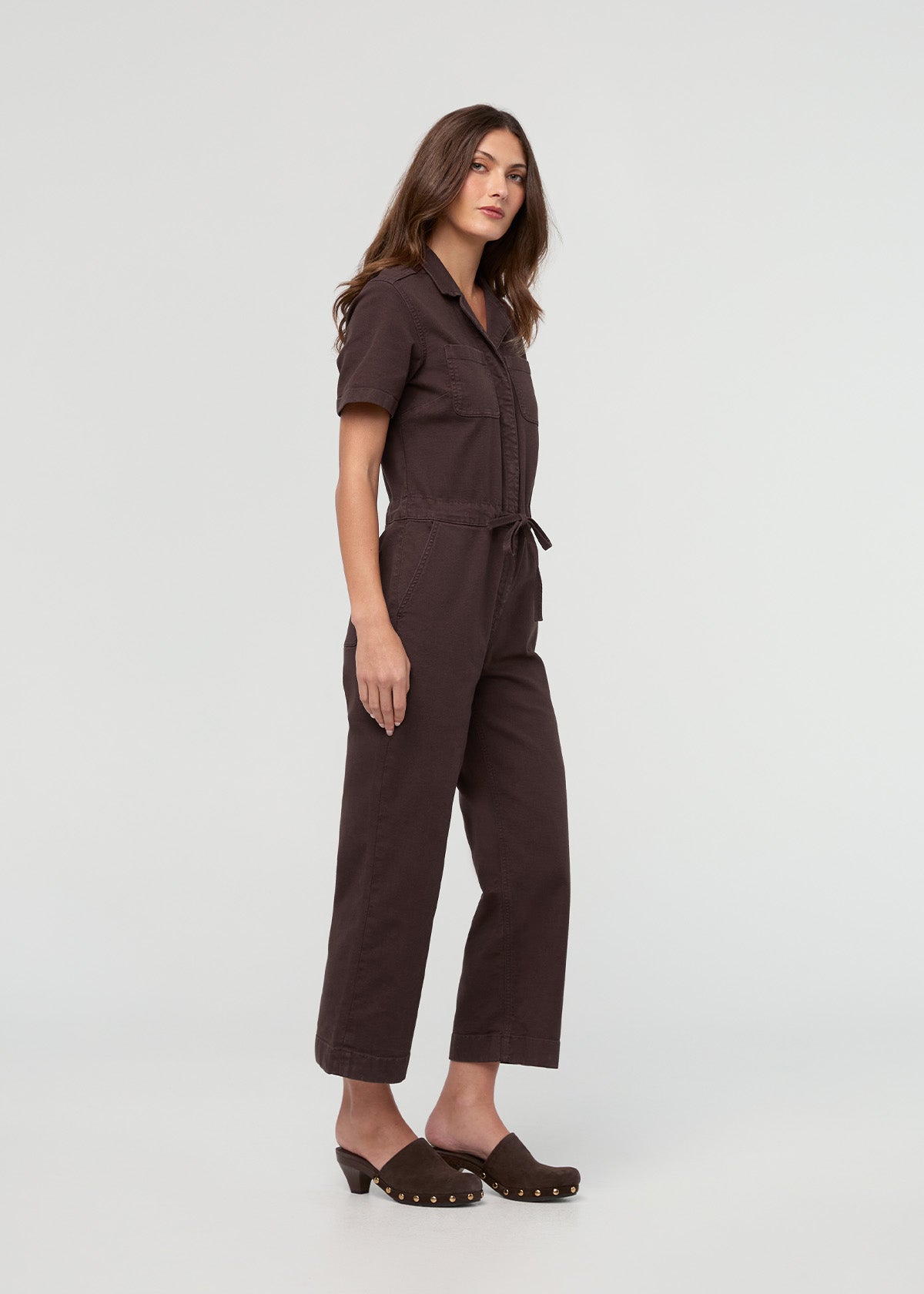 Stretch Canvas Girlfriend Jumpsuit - Garment Dye Espresso side