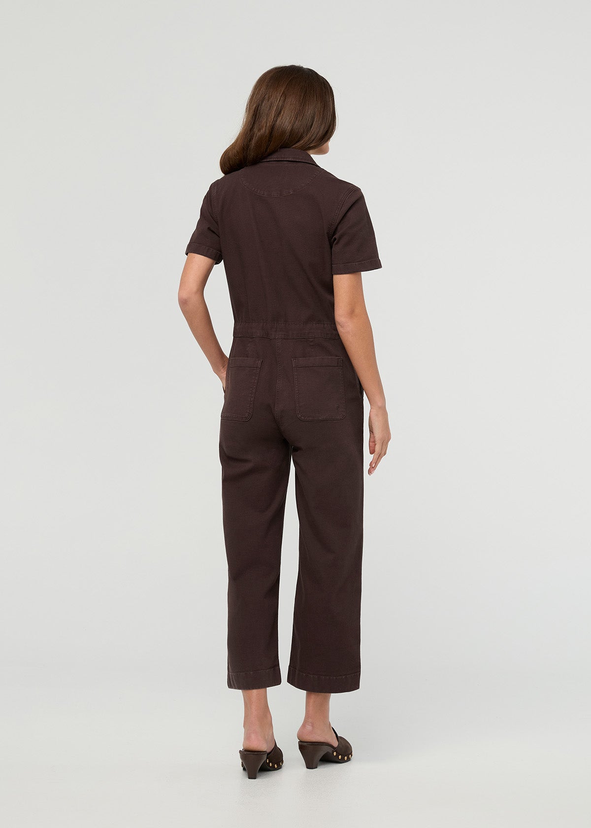 Stretch Canvas Girlfriend Jumpsuit - Garment Dye Espresso back