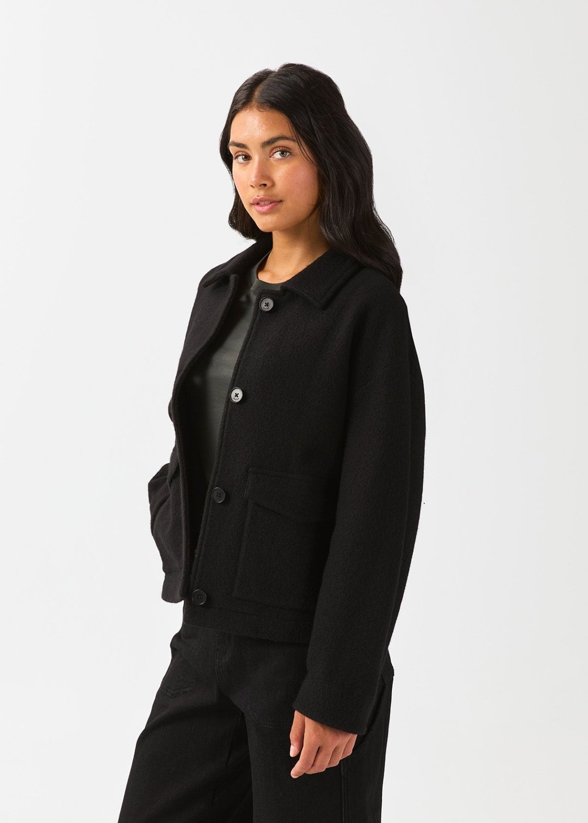 Women's Black Thermasoft Merino Jacket side