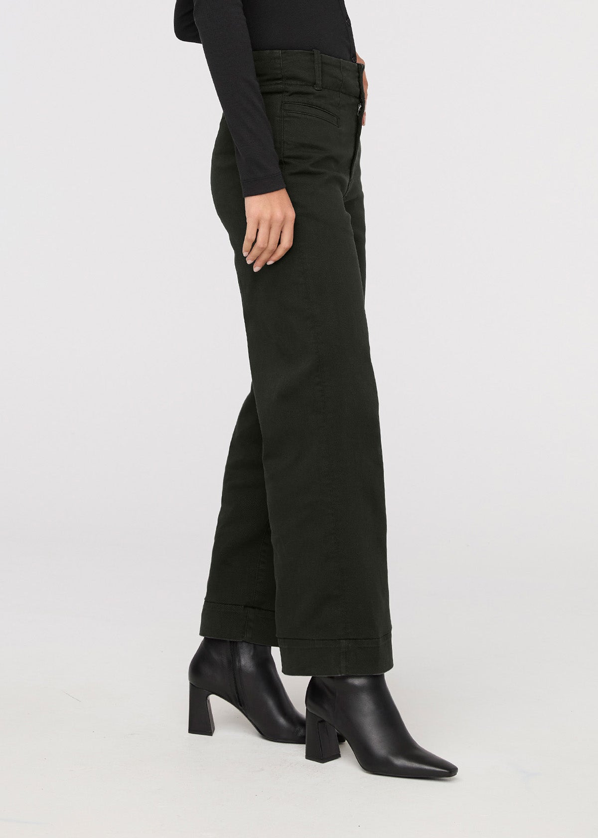 womens dark green high rise trouser side